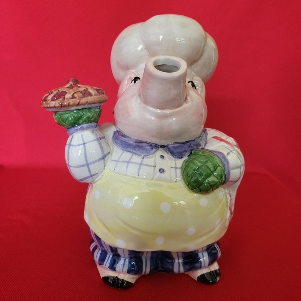 Fitz & Floyd Pig Baker Pitcher 25 Oz 1993 Taiwan Antique Collectibles